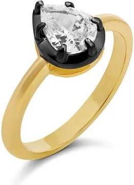 SHYMI Pear Cut Cubic Zirconia Solitaire Ring in Gold at Nordstrom, Size 7
