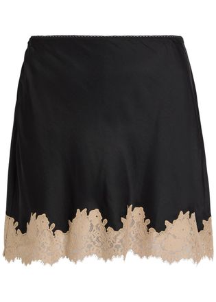 Rixo Rixo Ariah Lace-trim Satin Mini Skirt - Black - 16 (UK 16 / XL)