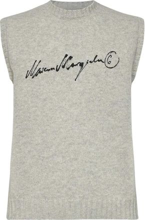 Maison Margiela Mouwloze Gebreide Top - Heren - Spencers - Grijs - L - Wol - Truien & Vesten