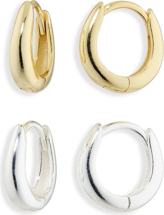 Argento Vivo Set of 2 Mini Oval Hoop Earrings in Gold/Silver at Nordstrom Rack
