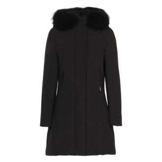 Roberto Ricci Design Giacca Imbottita Nera con Cappuccio in Pelliccia - - Coats - Donna - Nero - 2XL