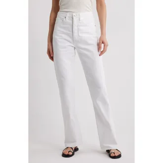 Frame Denim The Vertical High Waist Relaxed Straight Leg Jeans in White at Nordstrom, Size 31
