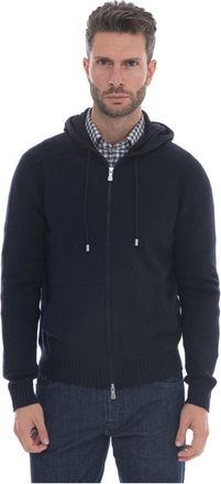 Gran Sasso Full Zip Wool Hoodie - Heren - Vesten - Blauw - L - Wol - Truien & Vesten