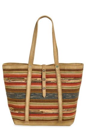 Ralph Lauren Suede Trim Jacquard Tote in Multi/Beige at Nordstrom