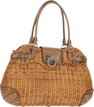 Ferragamo Pre-owned Hand Bag - Dames - Vintage Handtas - Bruin - ONE Size - Leer - Vintage
