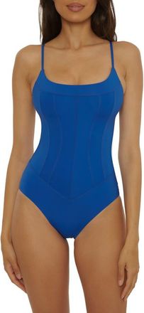 BECCA by Rebecca Virtue Halter One-Piece Swimsuit in Lapis at Nordstrom, Size Medium