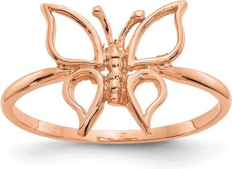 Diamond2Deal 14k Rose Gold Polished Butterfly Ring