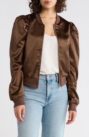 Tart Amma Crop Satin Bomber Jacket in Cocoa at Nordstrom Rack, Size X-Small