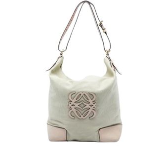Loewe Pre-owned Canvas Shoulder Bag - Dames - Vintage Schoudertas - Beige - ONE Size - Leer - Vintage