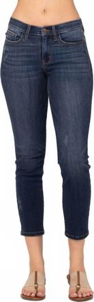 Judy Blue Mid Rise Cropped Relaxed Fit Jeans In Blue