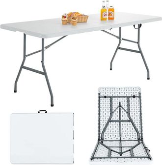 Costway Costway - Mesa De Camping Port&aacute;til Y Ligera Con Asa De Transporte, Armaz&oacute;n De Acero, 180 X 73 X 73 Cm, Mesa Plegable Multiusos De Picnics, Camping, Ba
