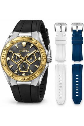 Invicta Speedway 51130 Herenhorloge - Quartz Uurwerk - Roestvrij Staal met Grijze Wijzerplaat - 45 mm - Met Extra Bandjes