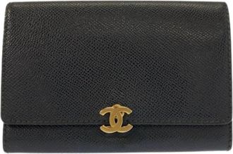 Chanel Pre-owned Portemonnee (bi-fold) - Dames - Vintage Accessoires - Zwart - ONE Size - Leer - Vintage