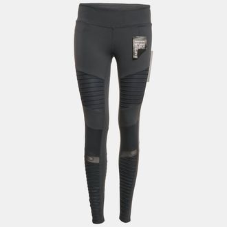 Alo Yoga Grey Jersey Mesh Detail Leggings L