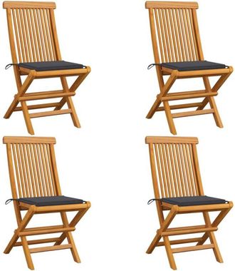 vidaXL Vidaxl - Sillas De Jard&iacute;n 4 Uds Con Cojines Antracita Madera De Teca
