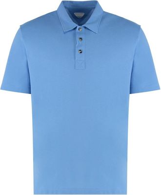 Bottega Veneta Polo Shirt van katoen-piqu&eacute; - Heren - Polos - Blauw - M - Katoen - Tops
