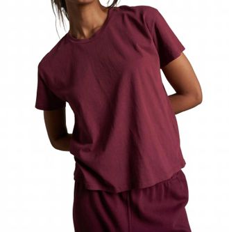 perfectwhitetee Harley Boxy Crew Tee In Dark Burgundy