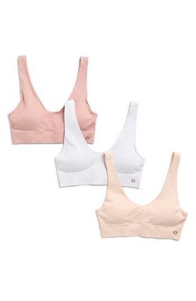 Danskin Assorted 3-Pack Missy Laser Seamless Bralette in Sable Sugar/Soft Peach at Nordstrom Rack, Size X-Large