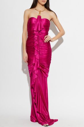 Balmain Off-the-shoulder Dress, Womens, Pink