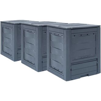 vidaXL Compostiere per Giardino 3 pz Grigio 60x60x73 cm 780 l - Vidaxl