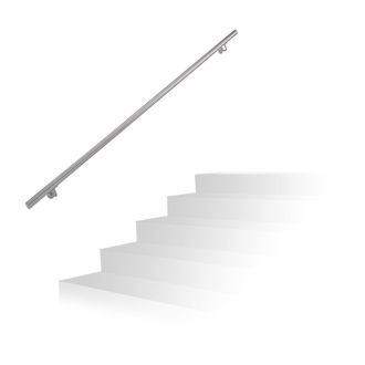 Relaxdays Corrimano In Acciaio 201, Lunghezza: 200 Cm, Barra Rotonda Per Scale Interne E Esterne, &Oslash; 38 Mm, Argento - Relaxdays