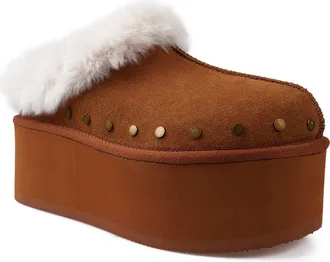 Candie's Sabi Faux Fur Platform Clog in Beige at Nordstrom, Size 10