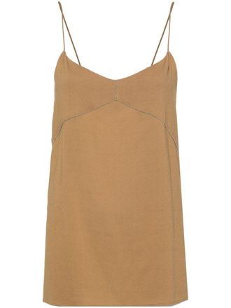 Fabiana Filippi bead-detail crepe top - Brown
