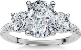 Pompeii3 1.60Ct Oval Diamond Engagement Ring 14k Gold Lab Grown With Side Stones