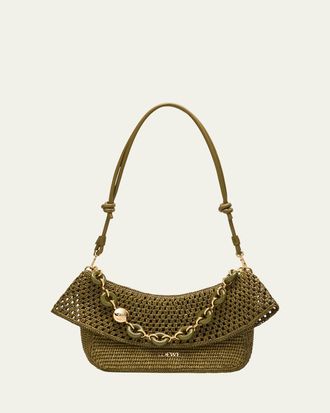 Loewe x Paulas Ibiza Ola Small Shoulder Bag in Raffia and Leather