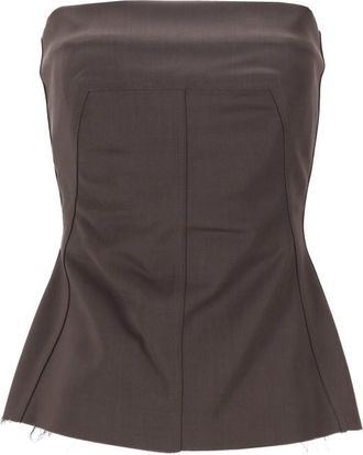 Rick Owens Brown Strapless Panelled Design Top