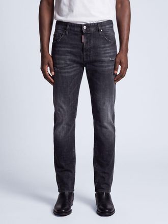 Dsquared2 Jeans 642 straight fit in denim di cotone distressed