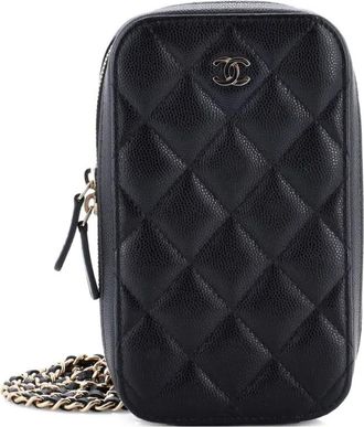 Chanel Zip Around Phone Case with Chain Quilted Caviar crossbody bag - Zwart