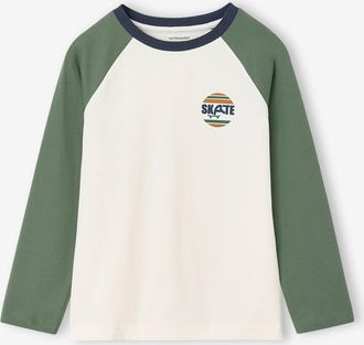 Vertbaudet Langarmshirt f&uuml;r Jungen mit Colorblock-Effekt salbeigr&uuml;n