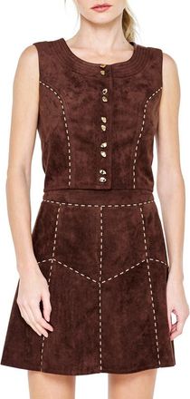 Ciebon Akia Faux Suede Sleeveless Top in Fudge Brown at Nordstrom, Size X-Small