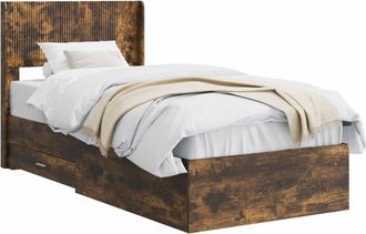 vidaXL Estructura De Cama Con Almacenamiento Y Cabecero Roble Ahumado Vidaxl