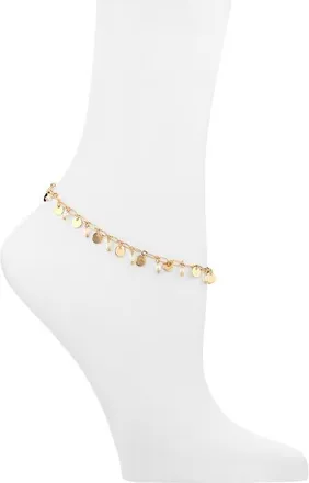 Nordstrom Faux Pearl & Coin Charm Anklet in White- Gold at Nordstrom
