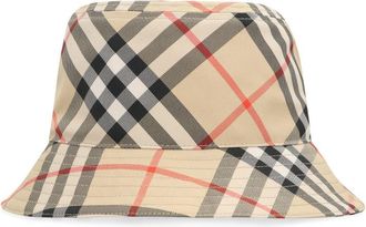 Burberry Beige Logo Checks Bucket Hat