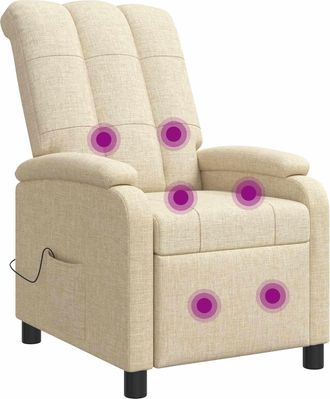 vidaXL Silla De Masajes Reclinable Crema Tela Vidaxl