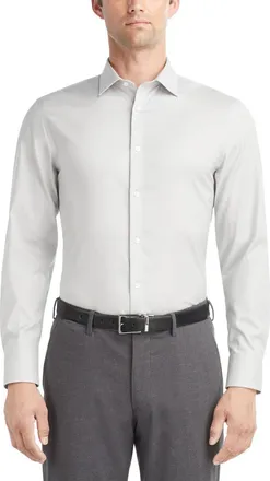 Calvin Klein Refined Dress Shirt Mens Gray Slim Fit Button Up FTS52