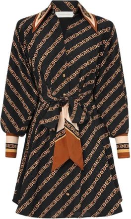 Zimmermann Chique Mini Overhemdjurk Zwart Ketting - Dames - Overhemden - Veelkleurig - S - Overhemden