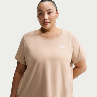 Nike Womens Nike Sportswear Club Essentials T-Shirt (Plus Size) in Brown | FD0646-286
