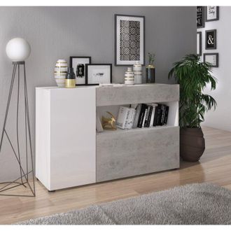 Dmora Aparador Carbonia, Alacena 2 Estantes, 1 Caj&oacute;n, 4 Compartimentos, 130x41x82h Cm Blanco