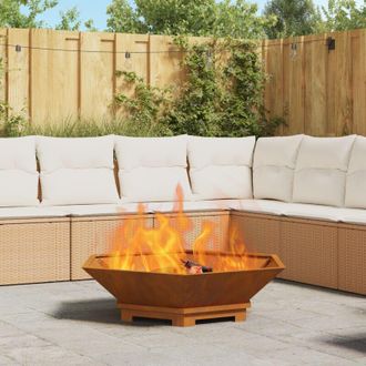 vidaXL Focolare Marrone 100 x 100 x 28 cm acciaio corten - Vidaxl