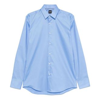 HUGO BOSS Casual Shirts, male, Blue, M, Cotton Shirt with Designers Code