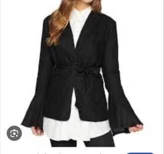Free People Flared Bell Sleeve Blazer In Black