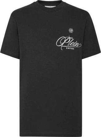 Philipp Plein T-shirt Ronde Hals SS met Kristallen - Heren - T-shirts - Zwart - 3XL - Katoen - Tops