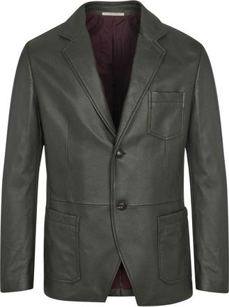 Pal Zileri Leren Blazer - Heren - Jassen - Groen - Maat: L Leer