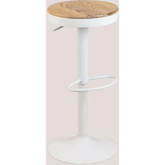 Sklum Sklum - Taburete alto regulable en acero y madera de olmo Bardder