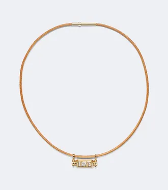 Marie Lichtenberg Love Smash 18kt gold and leather pendant necklace with diamond