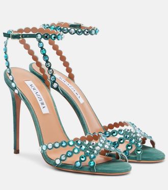 Aquazzura Tequila 105 embellished suede sandals